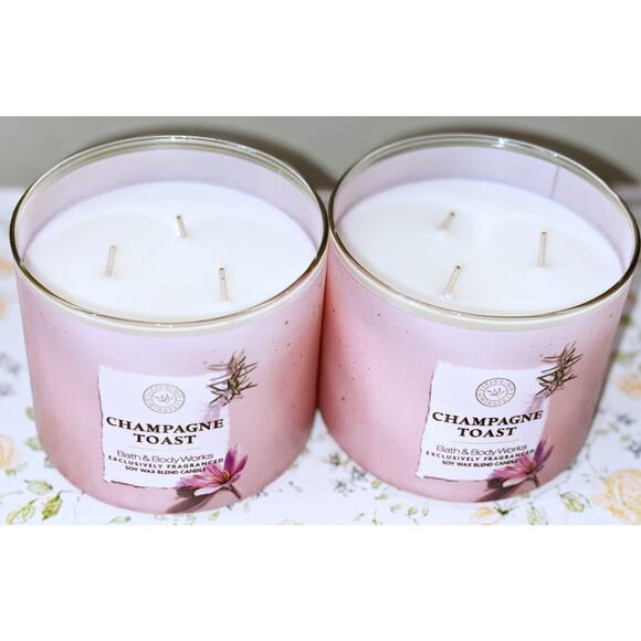 Lot of 2 Bath & Body Works Champagne Toast Large 3-Wick Scented Candle 14.5oz - Picture 4 of 5